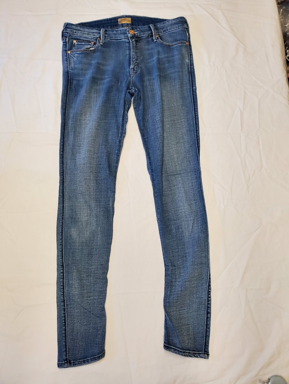 MOTHER The Looker Skinny Jeans Womens 31 Love Blue Mid Rise Stretch Denim